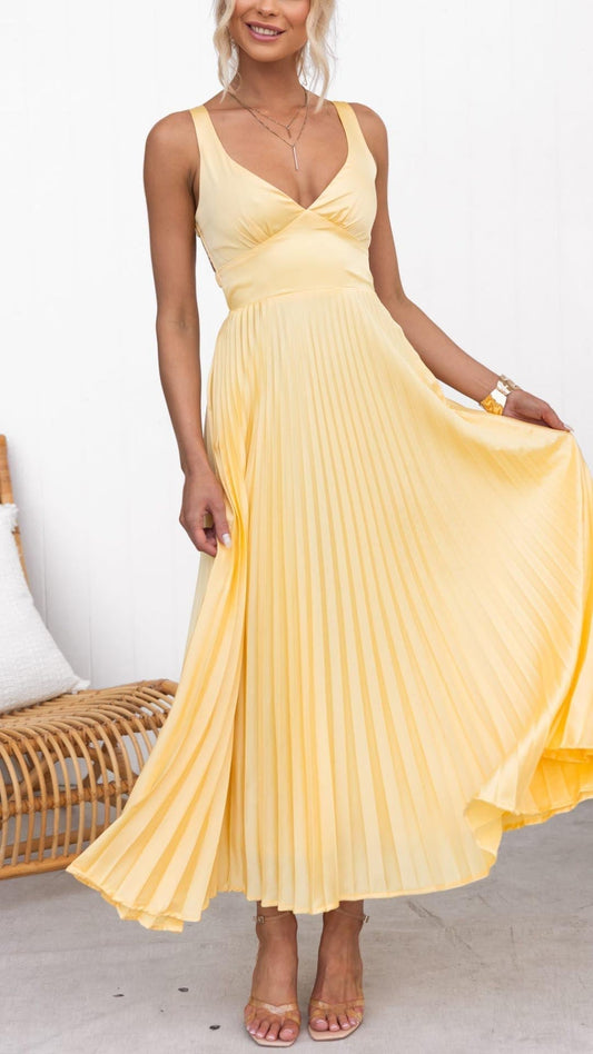 Cherry - Pleated Maxi Dress