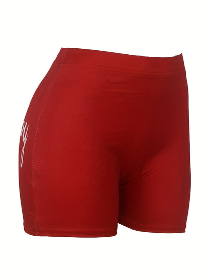 Santa Baby Print Skinny Shorts Hf2104