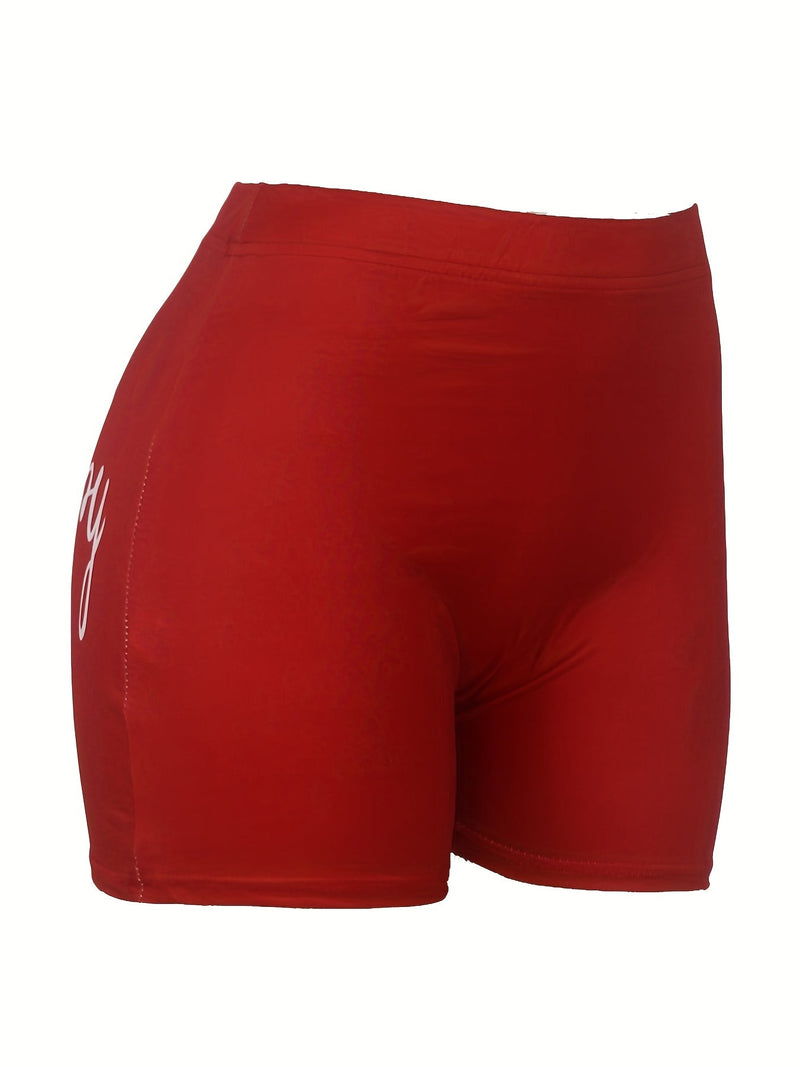 Santa Baby Print Skinny Shorts Hf2104