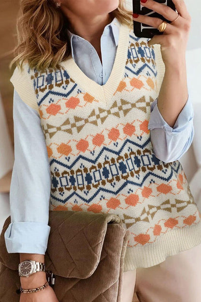 V Neck Knit Sweater Vest Tank Top