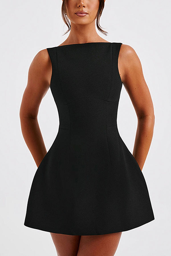 Cosmopolitan High Neck Scoop Back Bubble-shaped Mini Dress