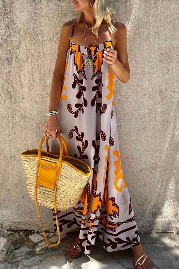 Printed Loose Cami Maxi Dress