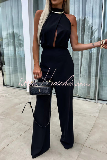Fashionable Color Sleeveless Hollow Slim Fit Jumpsuit