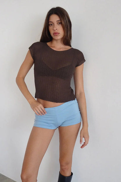 Stripe Skinny Low Waist Shorts