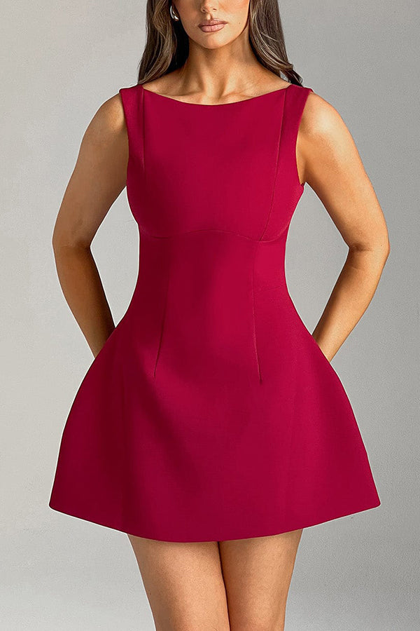 Cosmopolitan High Neck Scoop Back Bubble-shaped Mini Dress