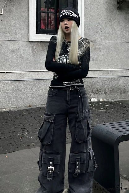 Denim Multi-pocket Street Loose Cargo Pants