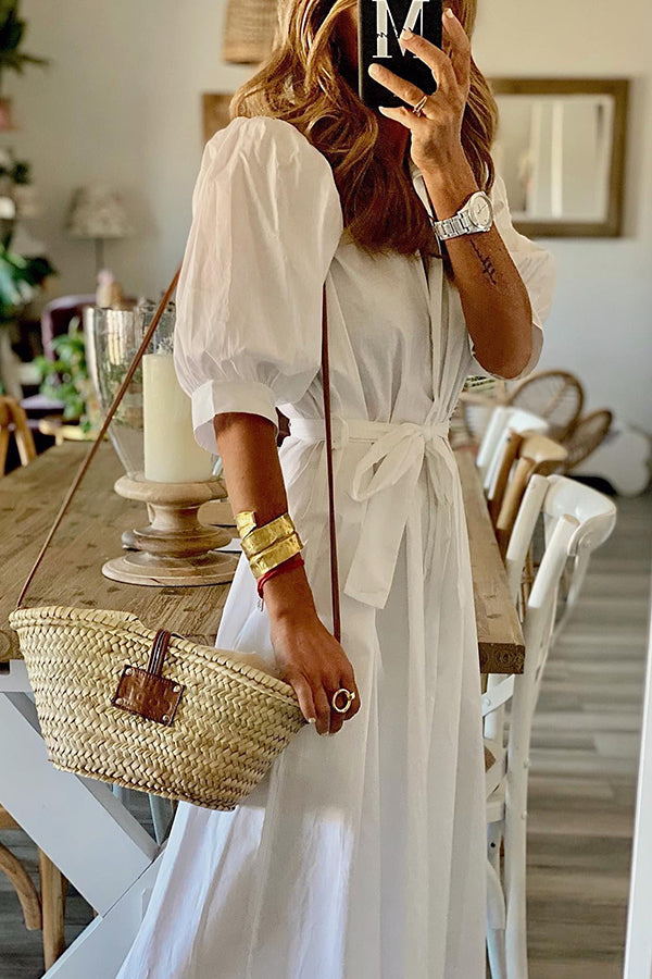 Pocketed Shirt Midi Dress