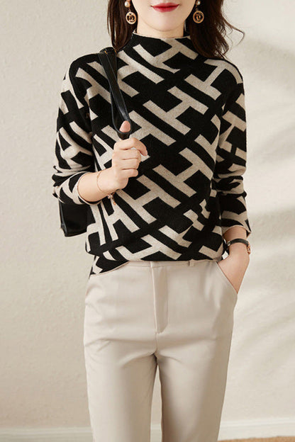 Autumn and Winter Letter Wool Sweater Foreign Style Jacquard Top Temperament Sweater