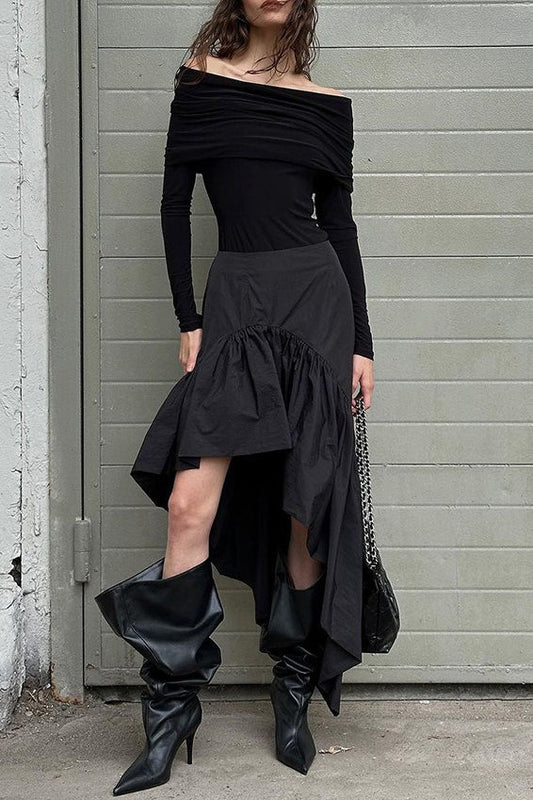 Ruffled Layered Cotton Skirt