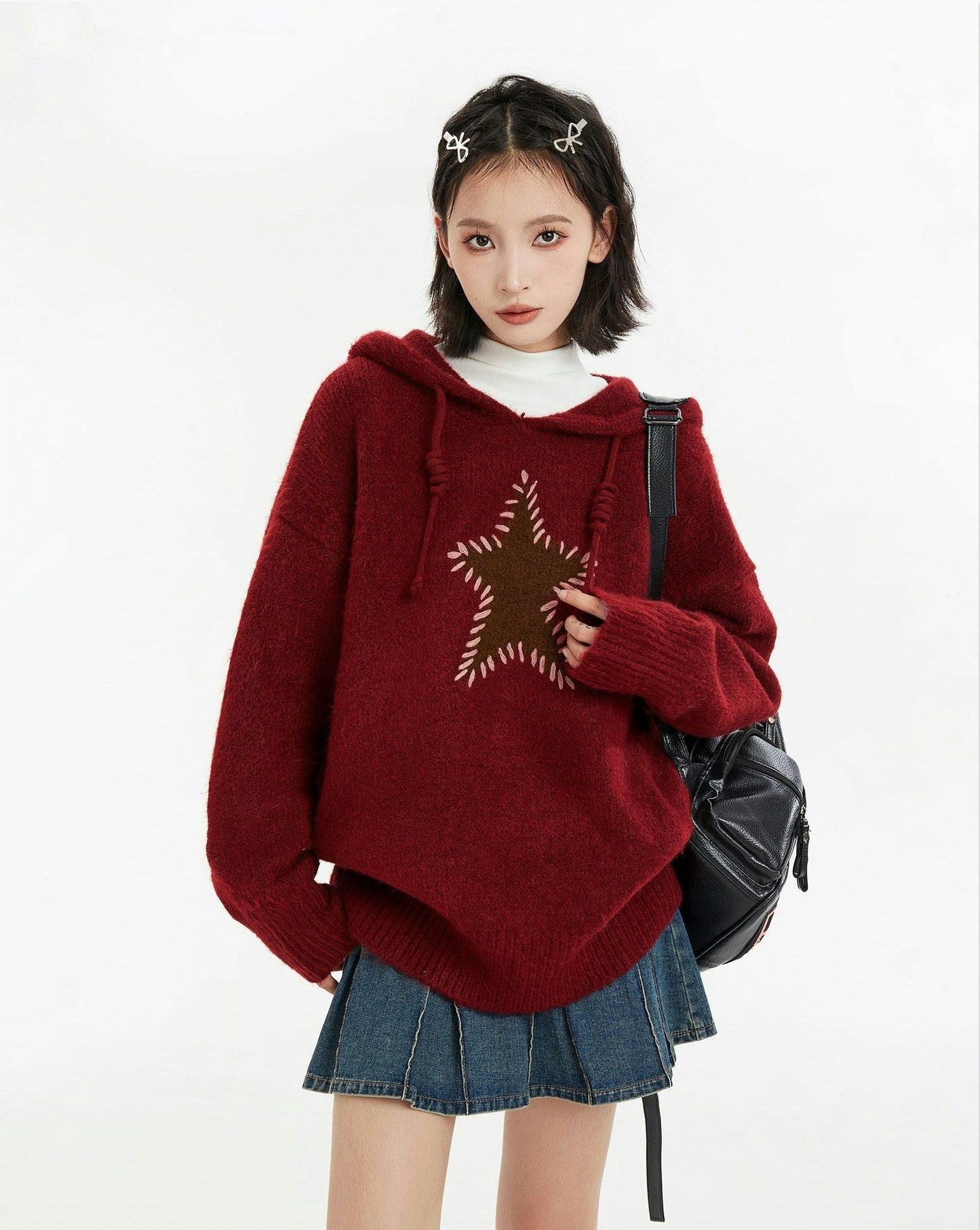 Oversized Star Patch Knit Sweater