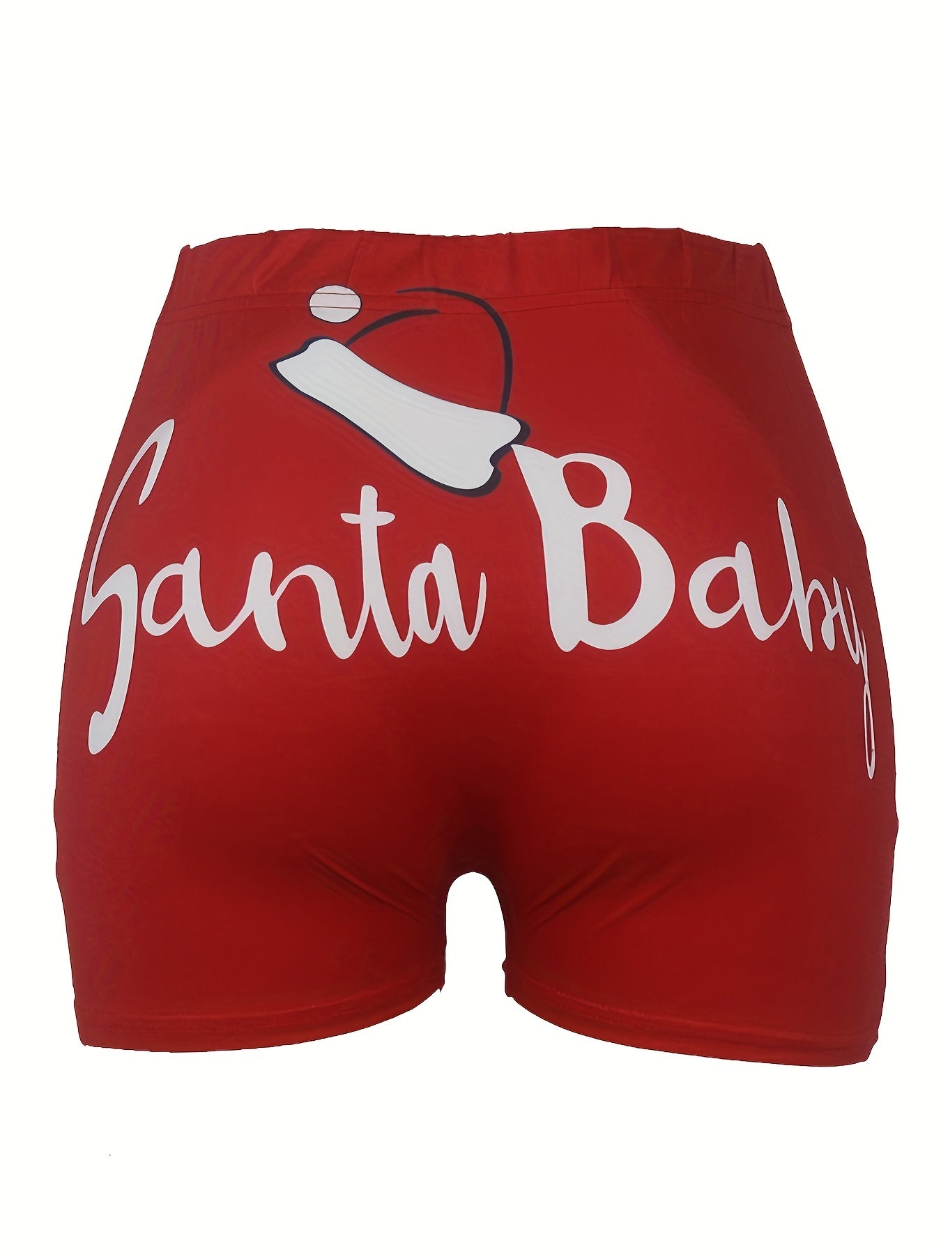 Santa Baby Print Skinny Shorts Hf2104