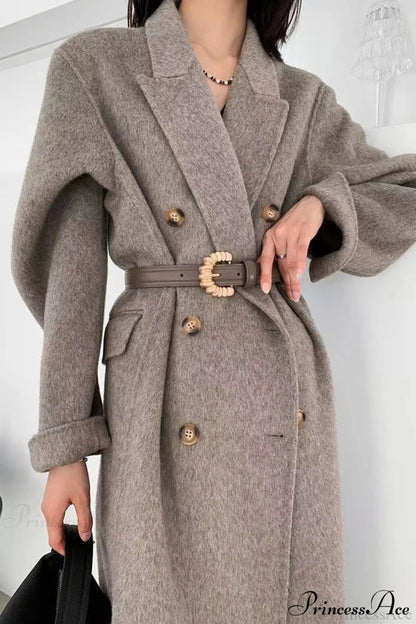 Double-breasted Reversible Wool Long Oversized Overcoat
