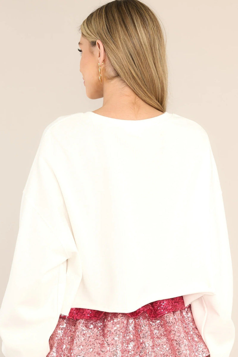 Thought of You White Xoxo Cropped Sweatshirt