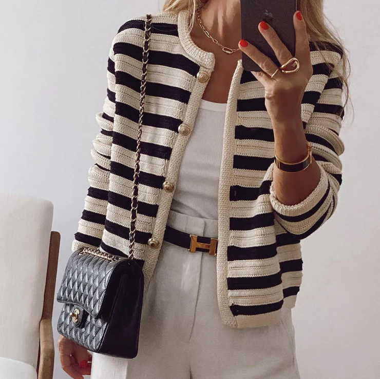 Natalie | ’s Striped Button Front Cardigan