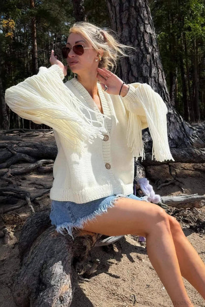 Duck Pattern Loose Knit Cardigan