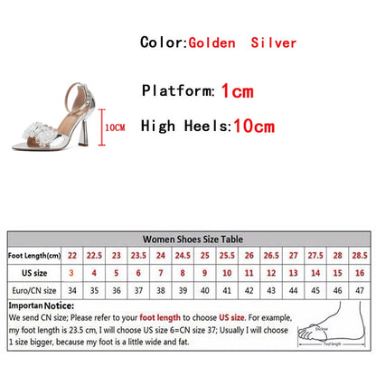 Liyke Pointed Open Toe 10cm Thin High Heels Gladiator Sandals Summer Crystal Bowknot Party Shoes