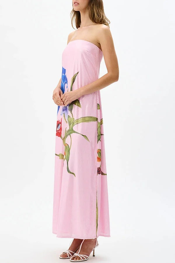 Special Night Sequin Print Off Shoulder A-line Maxi Dress