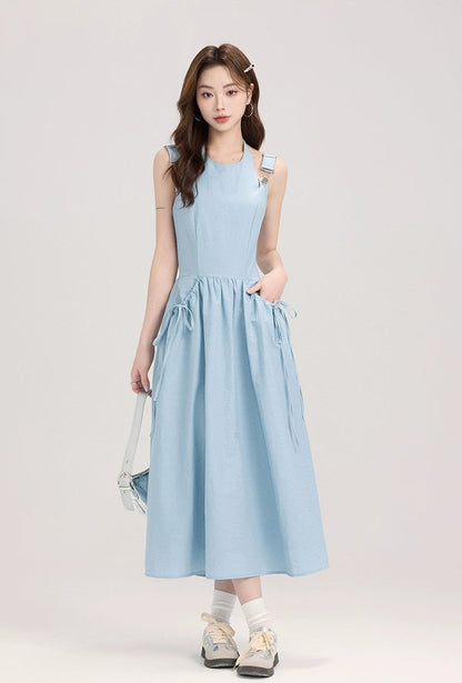 Overall Midi Dress With Side Ties