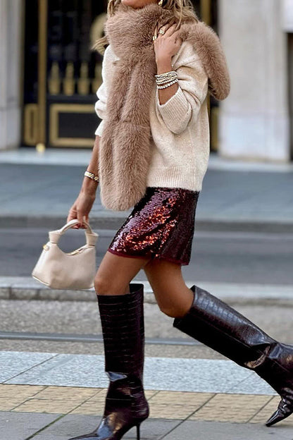 Big V-neck Color Long-sleeved Sweater
