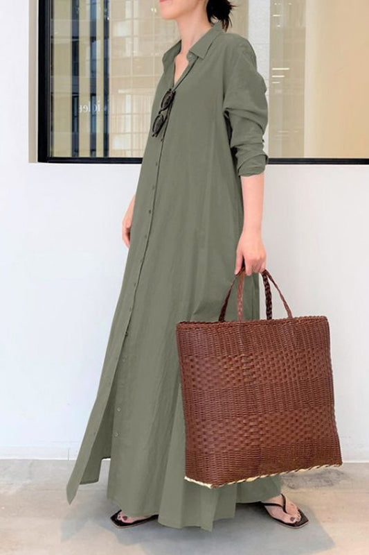 Long Sleeve Simple Loose Long Dress
