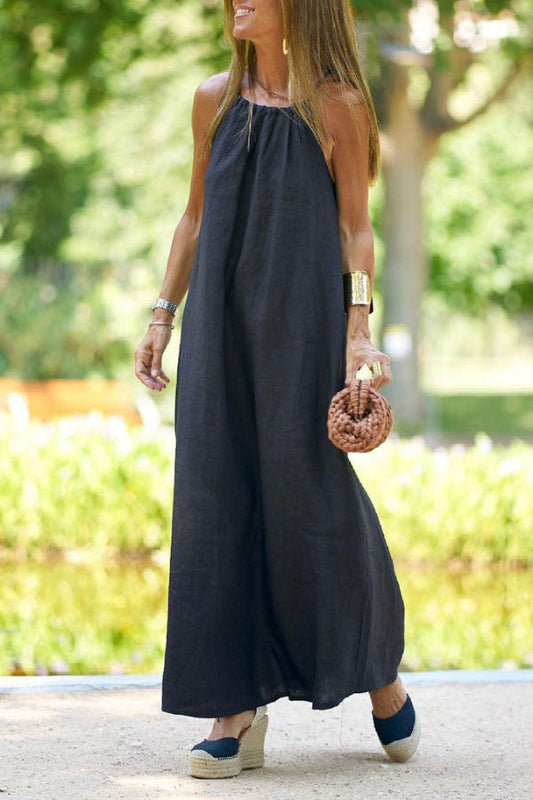 Holiday Color Halter Neck Maxi Dress