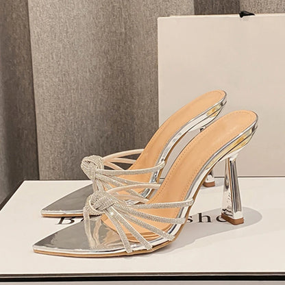 Liyke Crystal High Heels Slides for – Summer Sandal Mule Shoes