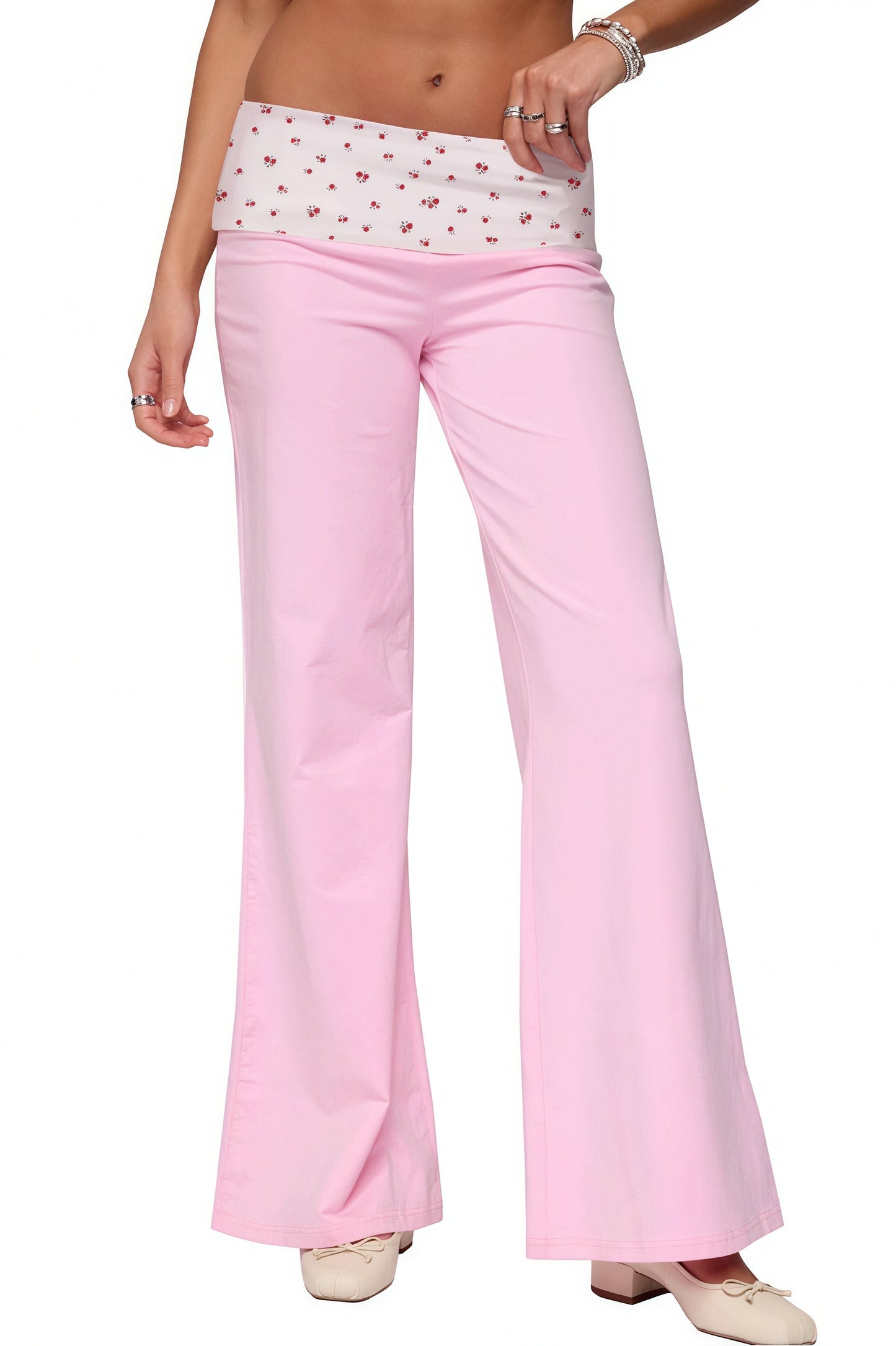 Folded Waist Printed Pants
