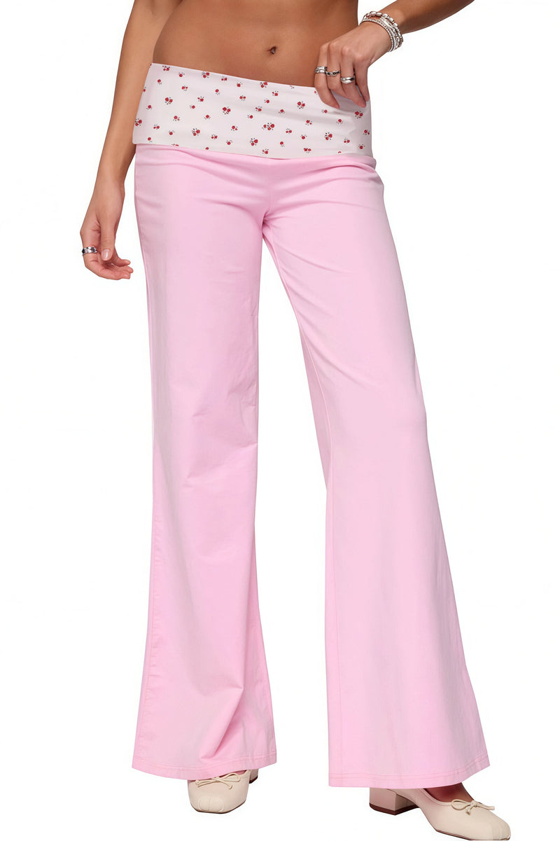 Folded Waist Printed Pants
