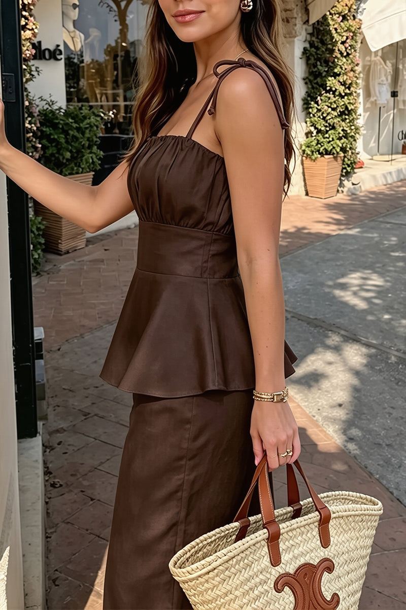 Cami With Ruffle Hem Slim Pants Two Piece Set