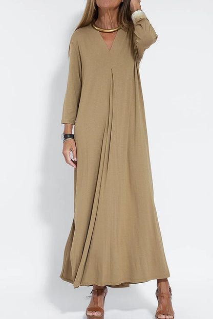 V Neck Color Maxi Dress