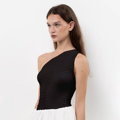 ’s Summer Tank Tops One Off Shoulder Sleeveless Color Slim Fit Camisole Blouse T-shirts Aesthetic Clothes