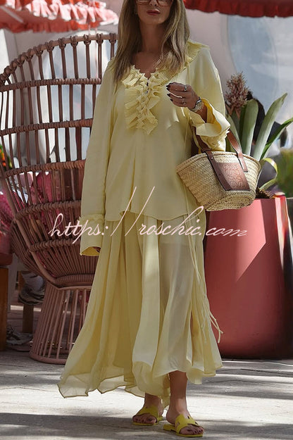 Elastic Waist Drawstring Maxi Skirt