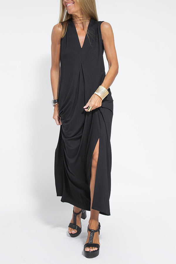 Is Eternal Knit Color Sleeveless Slit Maxi Dress