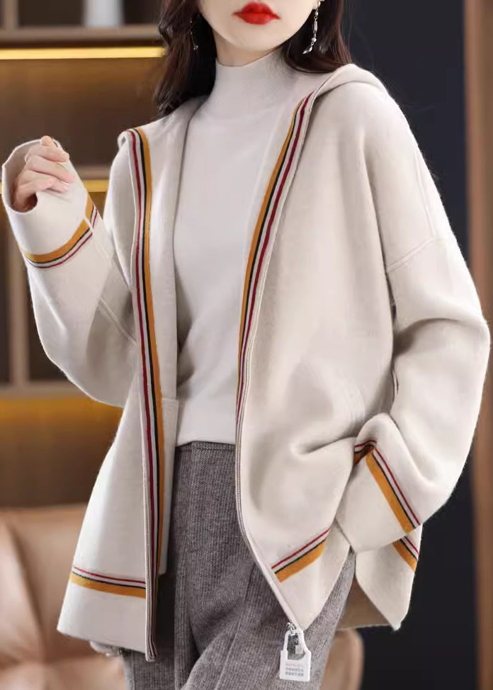 Camel Pockets Cashmere Hooded Cardigans Fall Wv017