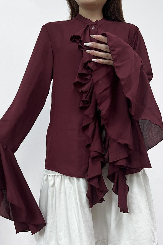 Ruffled Long-sleeve Blouse