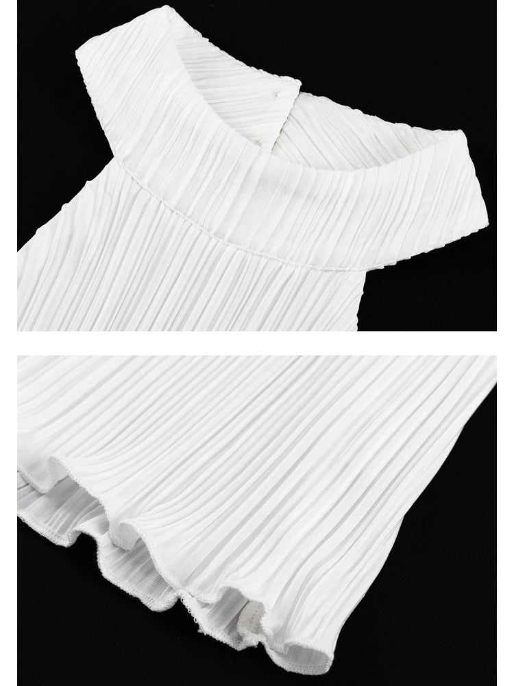 Loose Halter Two Piece Sets Suit Summer High Waist Pants Set Ruched Travel Holiday Outfits
