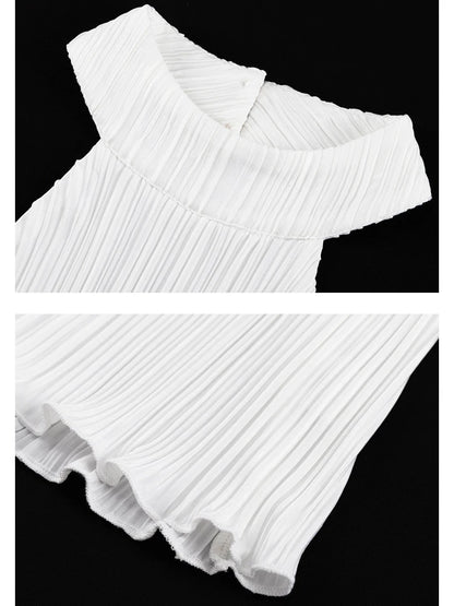 Loose Halter Two Piece Sets Suit Summer High Waist Pants Set Ruched Travel Holiday Outfits