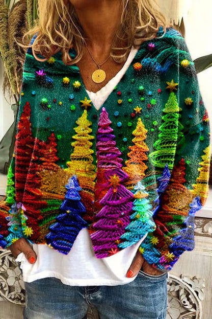 Fun and Long Sleeved Cardigan With Fun Printed Buttons