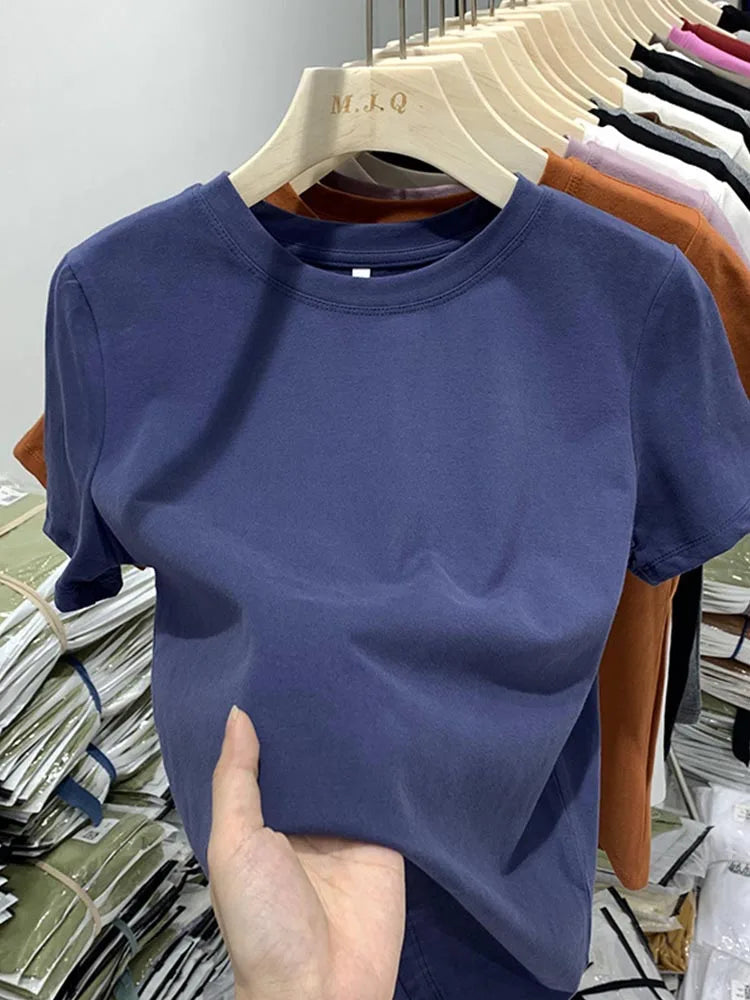 T Shirt T-shirt Woman Clothes Tops Cotton Tshirt Female Short Sleeve Spring Tee Y2k Top White