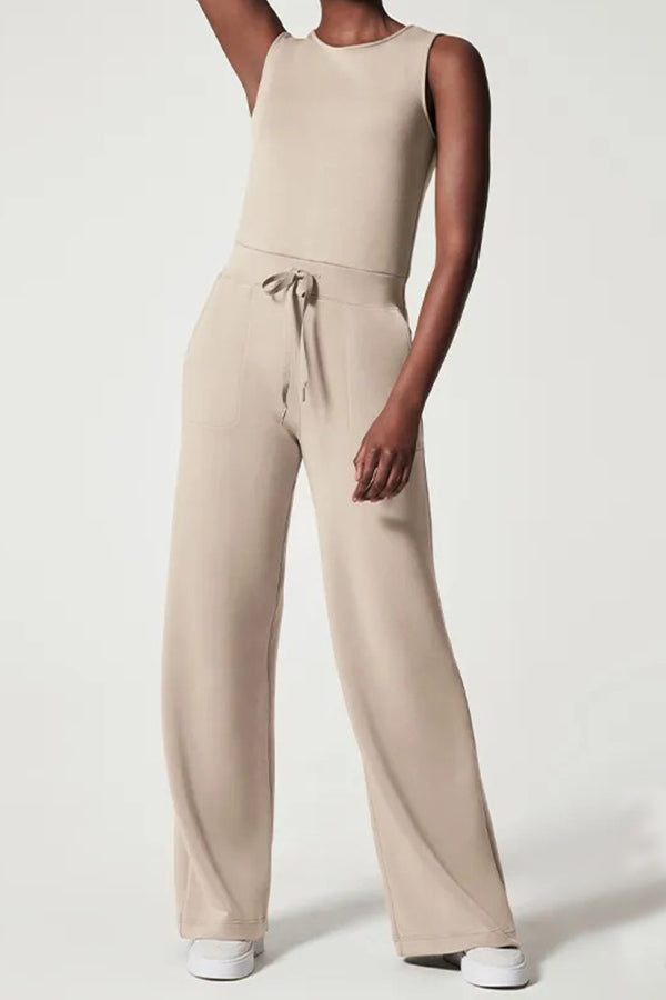 Slender Sleeveless Color Jumpsuit