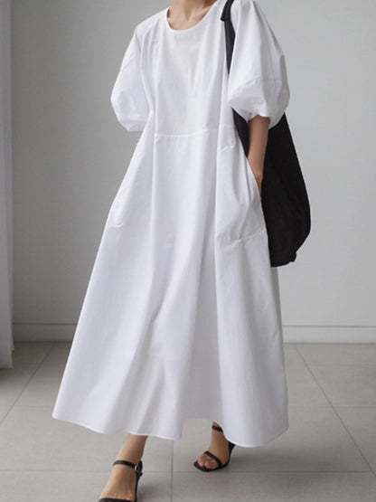 Original Bishop Sleeve Color Midi Dress