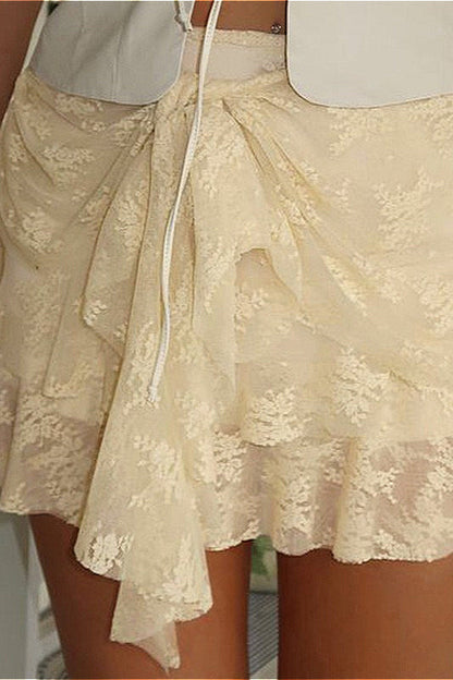 Lace Low Waist A-line Skirt