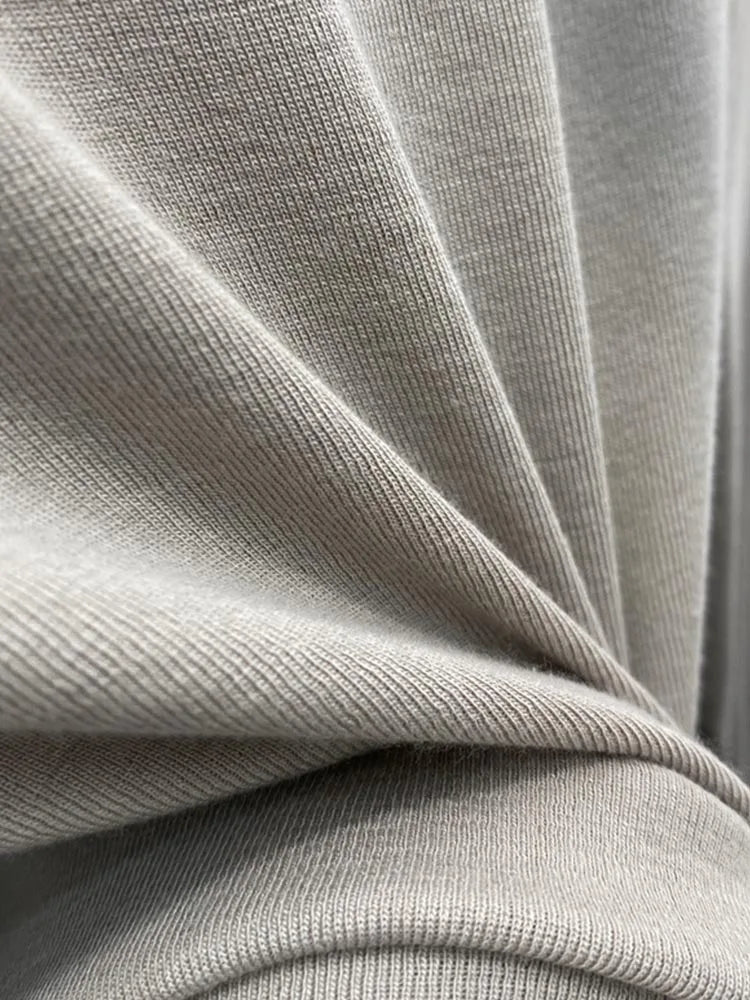 Basic Pure Cotton White T-shirt for Slim Top ’s Half Turtleneck Long Sleeve T-shirts
