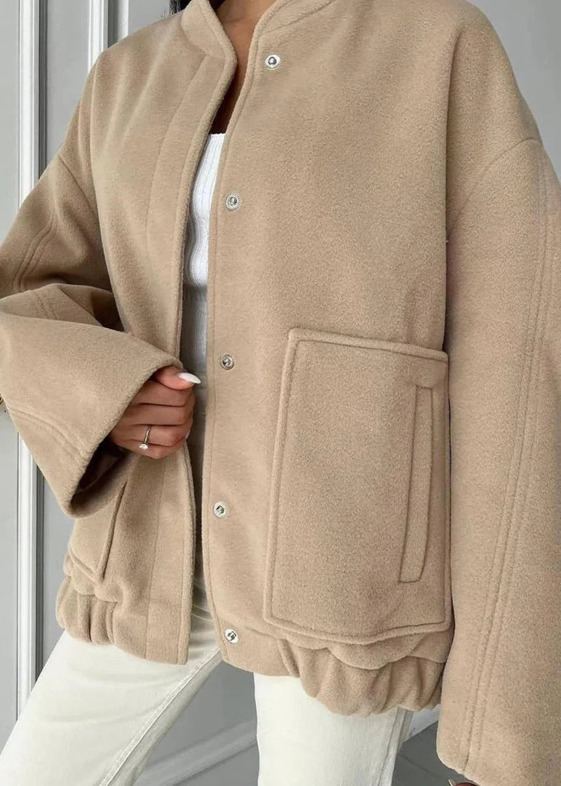 Oversized Stand Collar Coat With Large Pockets
