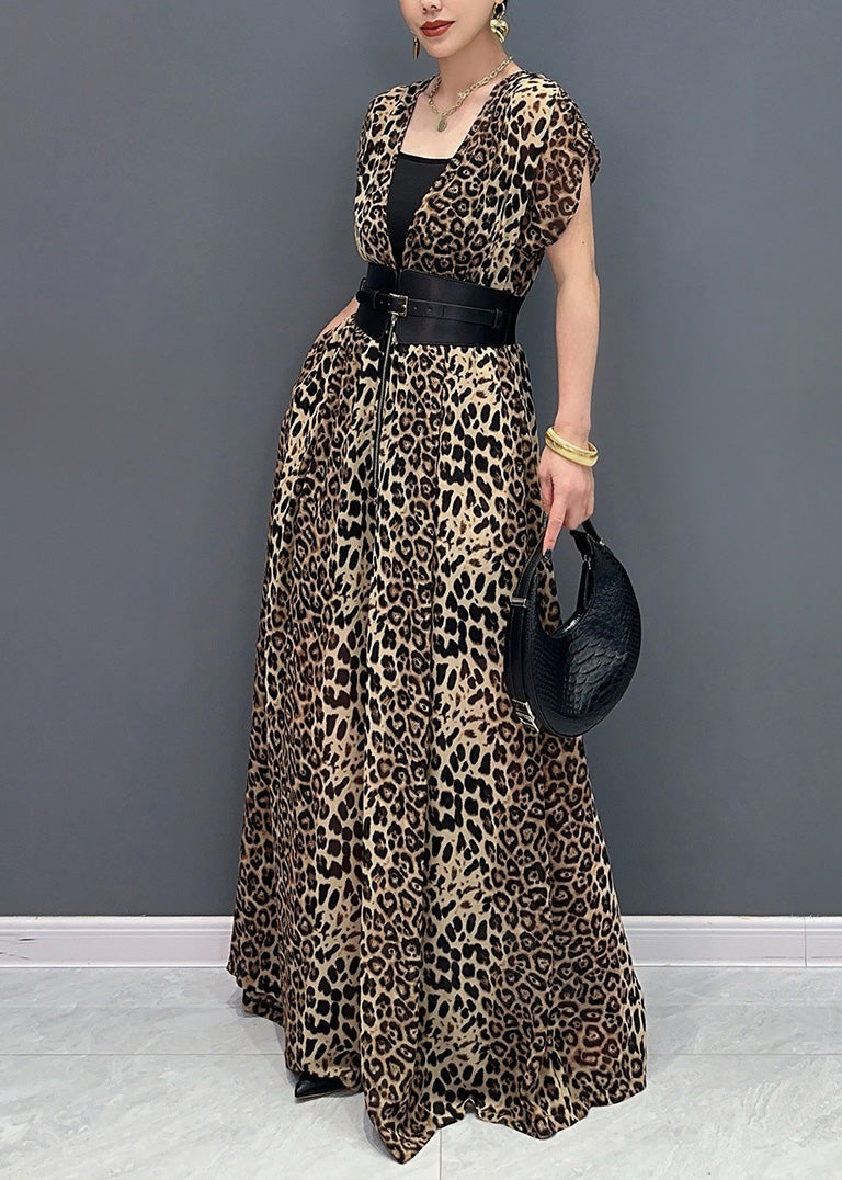 Organic Leopard Print Flattering Jumpsuits Summer Ao1067