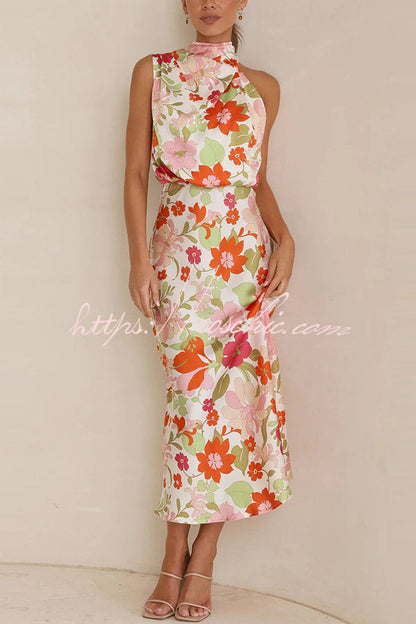 Fascinating Day Halter Neck Elastic Waist Maxi Dress
