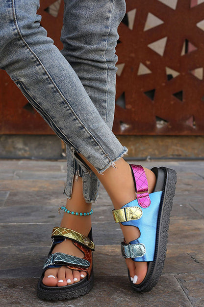 Fashionable Colorful Prism-shaped Thick-soled Beach Sandals