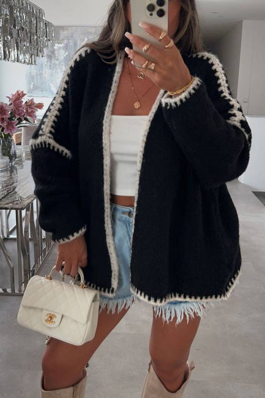 Fashionable Long-sleeved Loose Knitted Cardigan