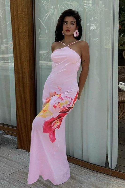 Halter Backless Slim Bodycon Maxi Dress