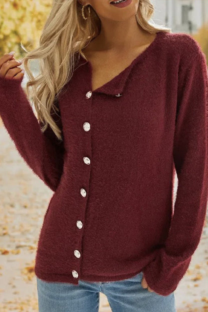 Color Single-breasted Sweater Cardigan